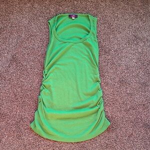 Maternity Ruched Scoop Neck Tank Top in Bright Green